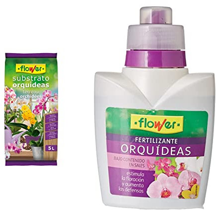 Flower Substrato Orquídeas, 5 l, Color Marrón & Abono Líquido Orquídeas, 300 ml