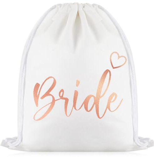 Weewooday 37 x 46 cm Zaino di Bride o Bride Tribe Borse con Coulisse per Sposa o Damigella d'Onore Zaino in Tela con Coulisse Sacca da Palestra per Matrimonio Addio al Celibato (Rosa, Bride)
