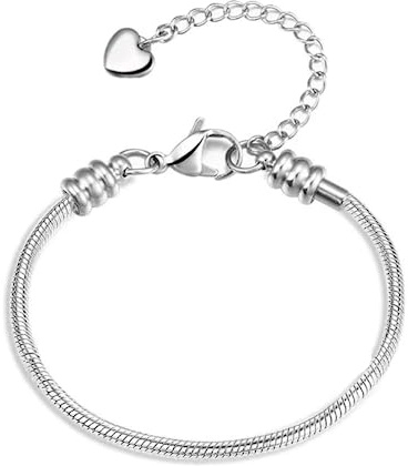 OutstandLong Snake Chain Charm Bracelet with Lobster Clasp Beads for Women Length 6-10 with 2 Extension Chain