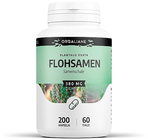 Flohsamen (Psyllium husk) - 840 MG/Tag - 200 Kapseln | Hochwertiges Naturprodukt