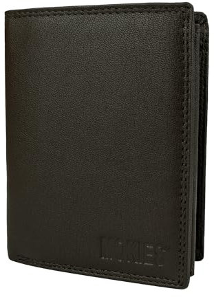 MOKIES Leder Geldbörse Herren - extra stabile Doppelnaht - Hochformat mit 9 Fächer - RFID - Portmonee für Männer - Brieftasche Geldbeutel Wallet (G306 Braun)