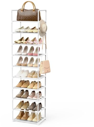Vicye Zapatero de 10 Niveles, Estante Zapatero Estrecho y Alto para 20 Pares, Organizador para Zapatos Metalico, Zapatera Vertical para Armario, Pasillo y Entrada Recibidor