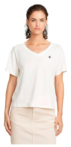 G-STAR Donna Open V-Neck Relaxed Top, Bianco (lt chalk D26067-D601-1284), XXL