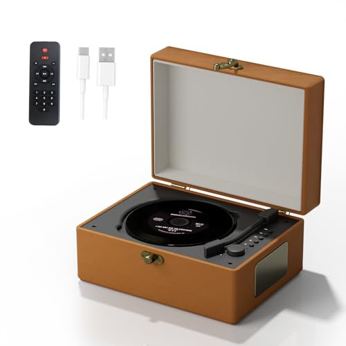 Lecteur CD portable avec Bluetooth, télécommande, batterie 3600 mAh, 20 x 15 x 10 cm, 1,3 kg, marron