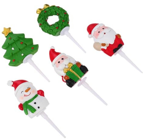 GETAJGHSD 5pcs Resin Old Man Snowman Tree Cake Toppers Christmas Themed Cake Decoration Festival Party Supplies for Christmas Tree Topper