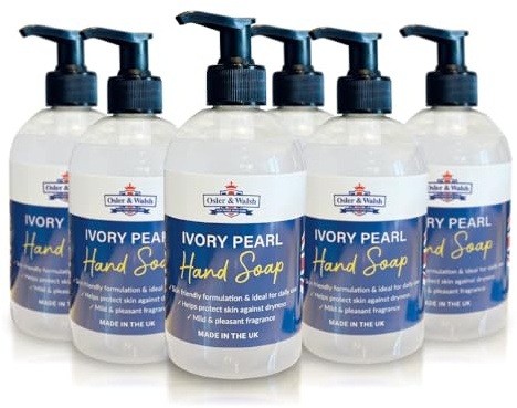 Osler & Walsh Luxury Pearl Hand Soap - 500ml – 6 pack - Gentle Formula with Elegant Scent for Sensitive Skin, Refillable