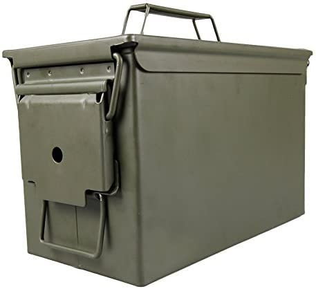 MEIERLE & Söhne Robuste US Standard Munitionskiste aus Metall – 30 x 19 x 15,5 cm, grün, ideal für sichere Aufbewahrung von Munition und Zubehör