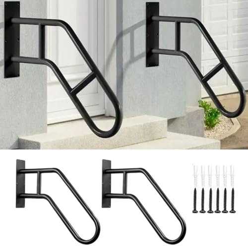 Barandillas Resistentes Antideslizantes para Exteriores de 1 a 3 Pasos,Barras de Agarre en Forma de U,2 Pcs,Adecuado Para Jardines,Garajes,Aseos,Porches(60 Cm)