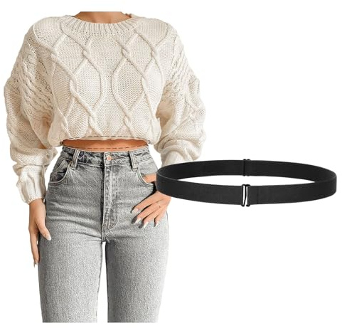 JASGOOD Crop Top Tuck Waist Band Adjustable Band Tucking Sweaters Shirts Elastic Stretch Belts for Women Men Change Style of Your Tops，Black