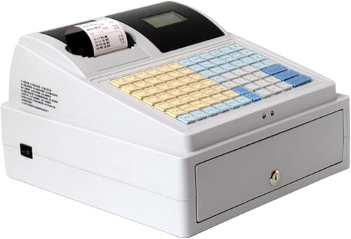 Caja registradora electrónica Venta al por menor Sistema POS Cajón Sólido De Con 81 Teclas Pantalla Digital Equipado para el Comercio, Caja registradora para Pequeñas Empresas