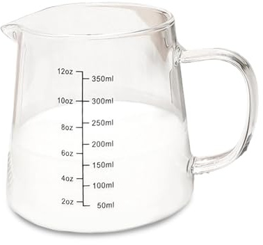 350ml Espresso Shot Glass, Dual Scale Espresso Cups with Handle, V-Shaped Pouring Spout Glass Espresso Measuring Cup for Home, Office