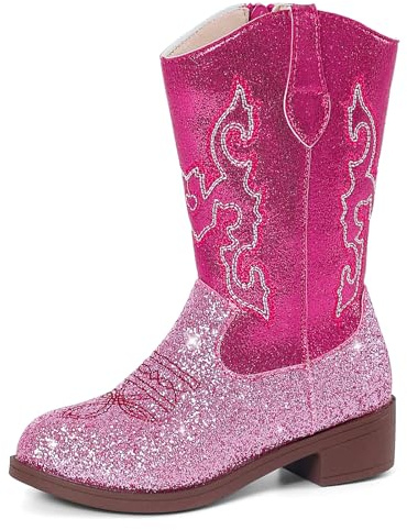 MK MATT KEELY Bottes de cowgirl pour enfants - Bottes de cowboy à paillettes - Bottes mi-mollet - Bottes d'équitation western