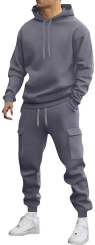 Survetement Homme Ensemble Ensemble Jogging Homme 2 Pièces Sweat Hoodies Et Pantalon Jogging Survêtement De Sport Couleur Unie Ample Et Confortable Combinaison De Sport pour Gym Et Fitness