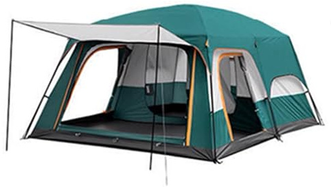 DUIMIMI Tienda de Campaña Extragrande para 8-12 Personas, Familiar Portátil de Dos Habitaciones y Un Salón (430x305x200cm), Oxford Resistente al Sol, Verde Oscuro, RARA