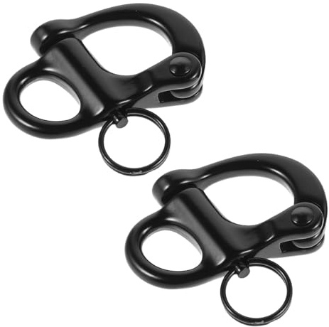Milisten Lot de 2 Manilles Pivotantes Marine en Acier Inoxydable 52 Mm, Émerillon à Manille Robuste Ressort Fixe, Équipement de Voile pour Gréement et Chaînes D’Ancre Nautiques