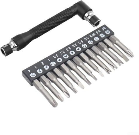 Juego de destornilladores de forma especial con mango de llave tipo L, incluye 6 u 8 piezas con variedad de puntas para proyectos completos de bricolaje y reparación (juego de 14 piezas)