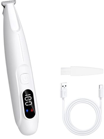 Mcbazel Silent Dog Paw Trimmer with UV & LED Light, Cordless Cat Clippers for Paws Eyes Ears Face, Quiet Pet Grooming Kit with Battery Display, USB-C Rechargeable Electric Shaver for Small Dogs