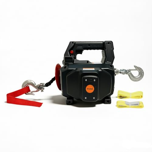 Comdazy 1000LB Battery-Powered Winch with 40FT Synthetic Rope, Compatible with DeWALT 20V Batteries (4.0Ah+), Portable Wireless Remote Control Winch for Lifting & Pulling(Without Battery)