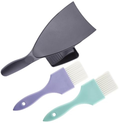 POPETPOP Tablero de Plástico y Pinceles Reutilizables para Teñir el Cabello Juego de 3 Herramientas para Coloración sin Desorden en Salón Profesional o Tintura Casera