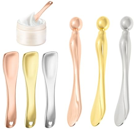 3 Lápices De Belleza De Metal 2 En 1 Y 3 Cucharas Para Crema Para Ojos, Aplicadores De Maquillaje, Minicucharas, Adecuadas Para Usar Crema Facial, Mascarilla Y Loción Para El Cuidado De La Piel.