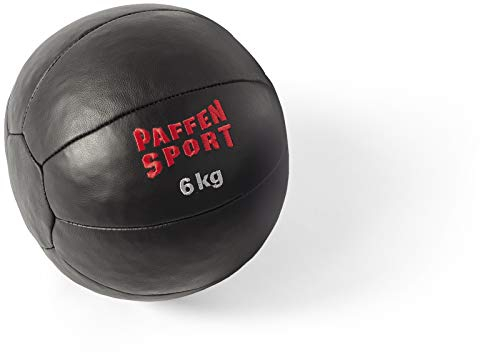 PAFFEN SPORT Star Medizinball aus Leder – schwarz – 6 kg