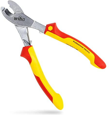 Wiha Kabelschneider Professional electric mit ein- und ausschaltbarer Öffnungsfeder I 180 mm, 7 I VDE- und GS-geprüft I Elektrikerzange (43660)