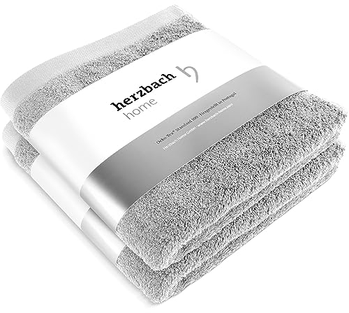 herzbach home Premium Handtücher 50 x 100 cm 2er-Set (Silbergrau) – Hochwertige, weiche & saugstarke Handtücher in Bester Qualität – 100% natürliche Baumwolle