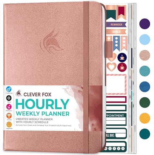 Clever Fox Planner Schedule – Undated Weekly & Monthly Life Planner with Time Slots, Appointment Book & Daily Organizer, A5 (Rose Gold)