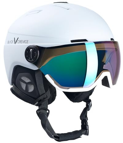 Black Crevice Skihelm Calgary mit Visier, White mat/Silver, M/L (58-61)…