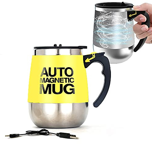 Rechargeable Self Stirring Mug Stainless Steel Magnetic Office Home 13.5oz