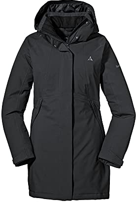 Schöffel Damen Insulated Jacket Bastianisee L, funktionale Winterjacke mit abnehmbarer Kapuze, wasserdichte und windabweisende Outdoor Jacke mit 4-Wege-Stretch, black, 40