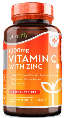Nutravita 1000mg Vitamina C e 15mg Zinco 210 Vegane Capsula, 382 g