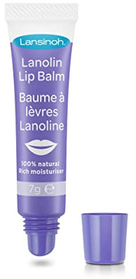 Lansinoh Lanolin Lip Balm for dry cracked Lips - 100% Natural - Actively moisturises & Locks in Hydration - Hypoallergenic -7ml - Dry Lips Treatment