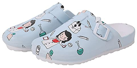 ERLINGO Kvinnors träskor skor, damträskor i tryck design tofflor skor lätt trädgård sjuksköterska strand kök träskor andas inomhus utomhus slip-on promenadsandaler, - Sjuksköterska - 38 EU