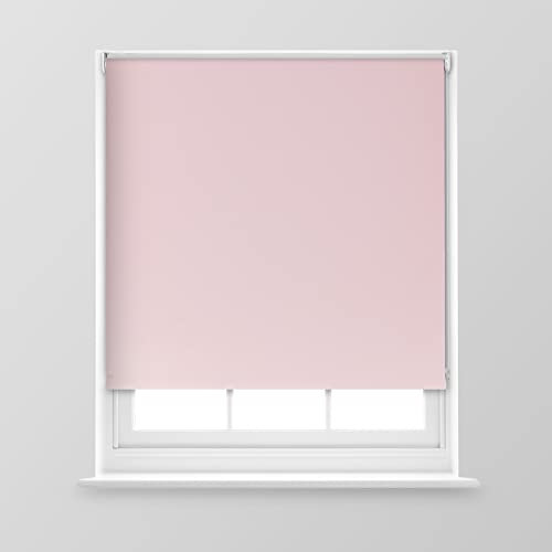A.Unique Home Premium Trimmable Thermal Blackout Roller Window Blind in a Variety of Colours and Sizes Ideal for any Room - 5FT - Blush Pink - 150cm (W) x 170cm (L) | 59 (W) x 66.9 (L)