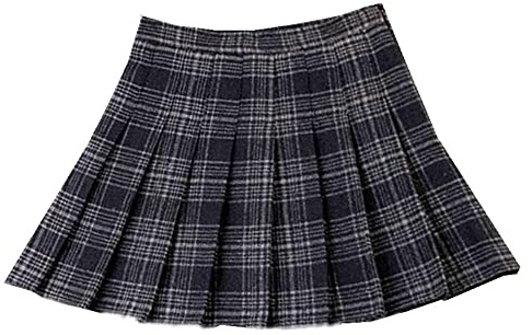 Black Sugar Femme Jupe Tartan Courte Ecossaise Carreaux Noir Gris Plissée Zip Laine Polyester Résistant Epaisse Gothique Ecolière Punk Bonne Qualité Doublure Protection Short (XXL, Bleu Foncé Grise)