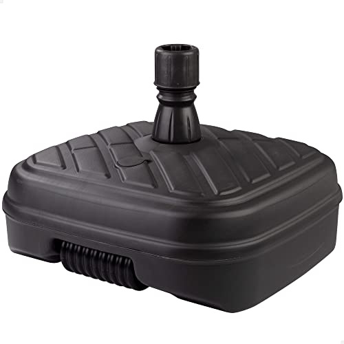 Aktive Base sombrilla terraza exterior rectangular negra, Resistente al agua y a los rayos del sol, Base parasol con depósito de agua o arena y rueda para fácil traslado (61133)