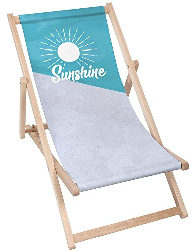 DreamRoots Liegestuhl Klappbar Holz aus Buchenholz, bis 130 kg belastbar, 3-Fach verstellbare Rückenlehne, waschbarer Polyesterbezug