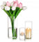 Romadedi Juego de 3 portavelas de cristal, portavelas de cristal, 3 unidades, para velas, velas flotantes, jarrón de cristal, para bodas, fiestas, mesas de comedor, decoración de salón, decoración