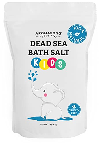 Aromasong Dead Sea Salt for Kids Bath Soak, 4 Lbs. Fine Grain Large Bulk resealable Pack, 100% Pure & Natural.