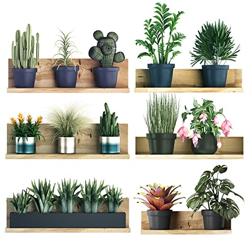 6 Stickers Muraux en 3D pour Salon, Feuilles Vertes en PVC Feuilles Vertes Feuilles Vertes Fleurs Et Plantes en Pot Autocollants Muraux pour Cuisine, Bureau, Décoration Murale