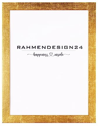 Rahmendesign24 Cornice portafoto Milano | formato DIN foglia oro 29,7 x 42 (DIN A3) | cornice per poster, cornice intercambiabile