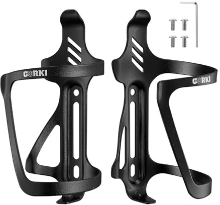 Corki Cycles Fahrrad Flaschenhalter, rechts und Links Slide-Entry Fahrrad Trinkflaschenhalter für Rennrad, MTB, Gravel Bike und E-Bike, Aluminium, Schwarz, 2Pack Set