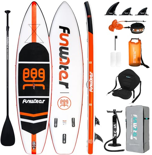 FunWater Inflatable Stand Up Paddle Board with Premium SUP Paddleboard Accessories, Anti-Slip EVA Deck, Paddle Boards for Adults & Youth of All Skill Levels