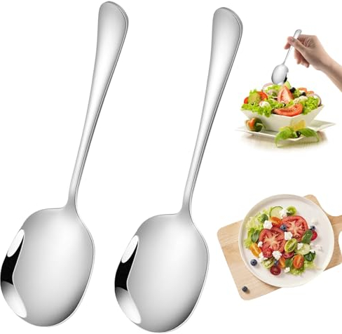 Edelstahl Salatlöffel Großer, 2 Stück Servierlöffel aus Edelstah, Servierlöffel mit Langen, Griffen, EsslöFfel EsslöFfel, Vorlegebesteck Haushaltsküchenbedarf für Hotelrestaurants