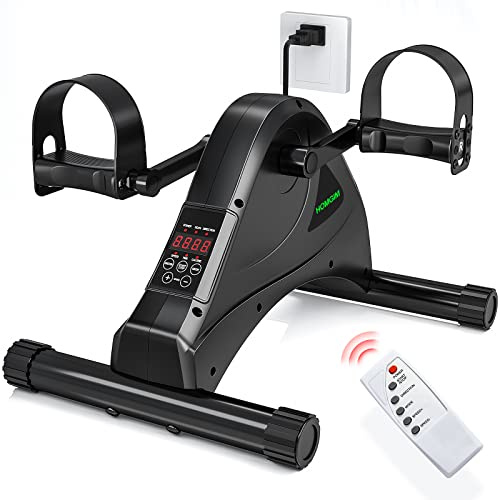 HOMGIM Motorized Mini Exercise Bike Electric Pedal Exerciser for Seniors Rehab Training, Under Desk Bike Pedal Exerciser for Arm/Leg Fitness & Physical Therapy, 6 Levels Speed Adjustment (Black)