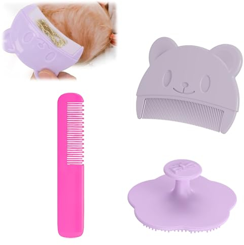 3 Stück Baby HaarbüRste Baby Badebürste Milchschorf Kamm BabybüRste Schorfkamm Baby Weiches Silikon Eignet Sich zum Massieren und Reinigen der Kopfhaut von Neugeborenen Lila