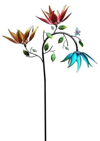 Moulin à vent coloré tournesol en fer forgé pratique pour l'extérieur, le jardin, la terrasse, les travaux manuels, le moulin à vent décoratif en forme de papillon coloré, moulins à vent en métal,