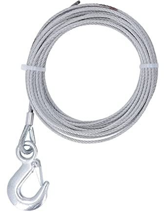 Cable de alambre de cabrestante 4 mm x 12 m, 2000 lb, acero inoxidable, con gancho, tope de protección, guardacabos, ajuste universal para SUV, UTV, ATV