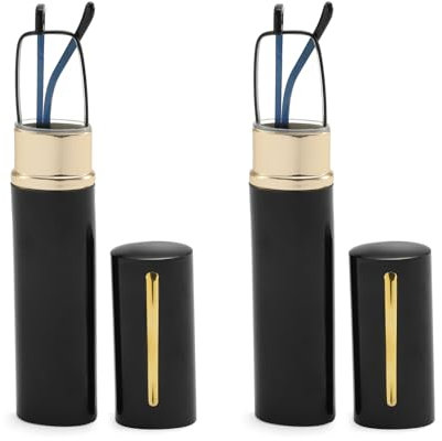 OWTXIS 2 Pack Blue Light Blocking Reading Glasses - Slim Pocket Readers with Pen Clip Case Mini Lightweight Readers (2 Black, +1.00)